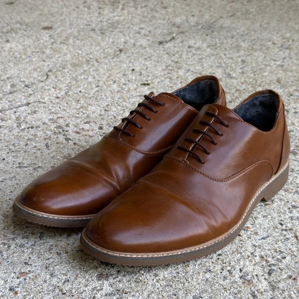 Steve Madden Men's Nunan Whiskey Brown Leather Casual Dress Shoes Size 11.5 M